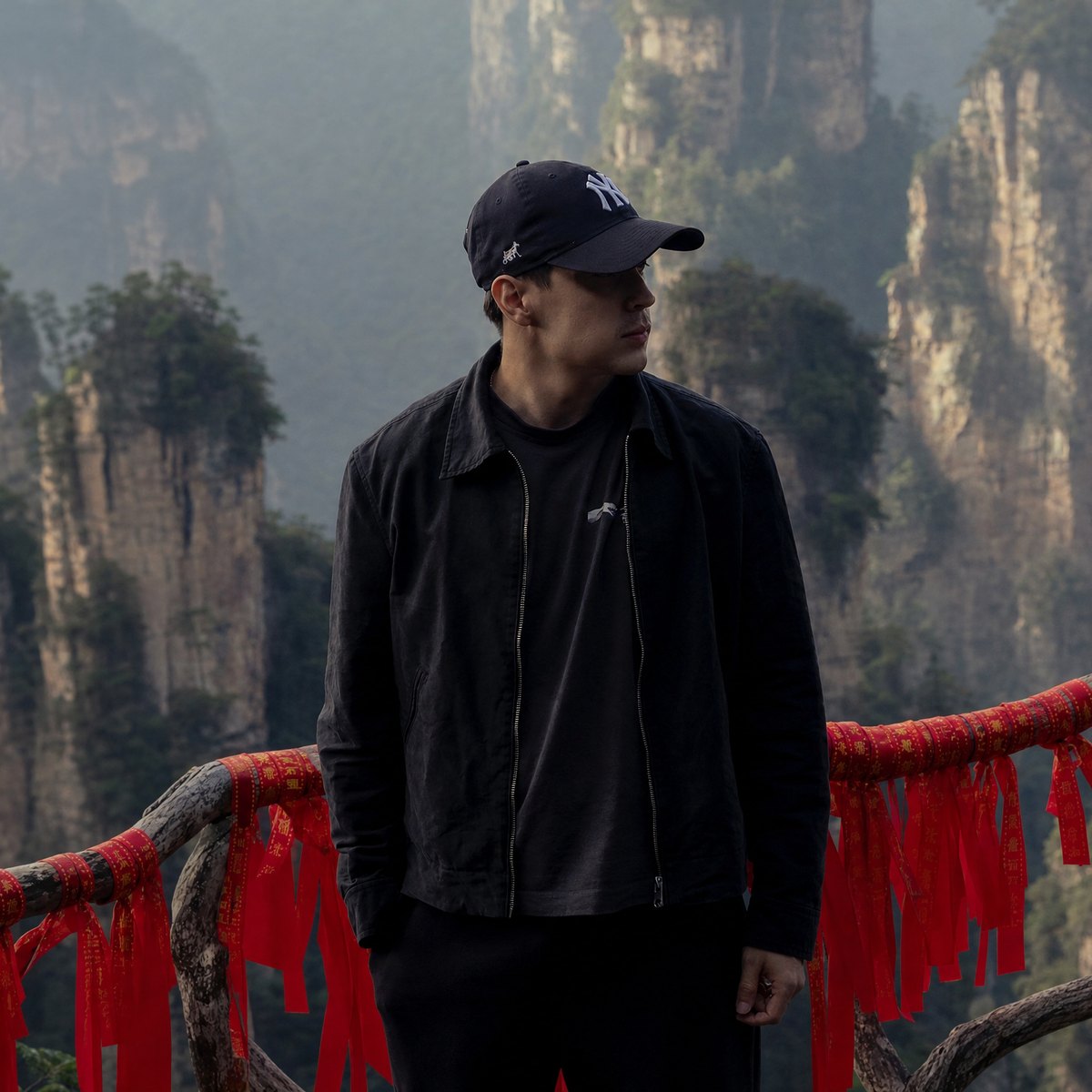Pablo Esteves frente a las montañas de Zhangjiajie